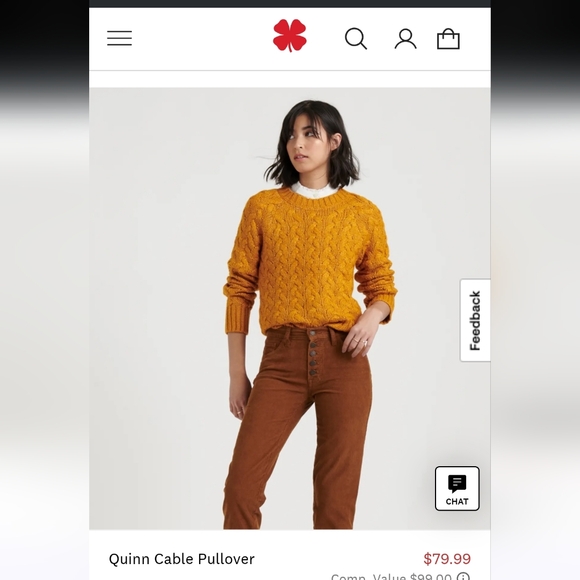 Lucky Brand Cable Knit Sweater in Warm Amber SIZE MEDIUM NWT - Picture 9 of 11